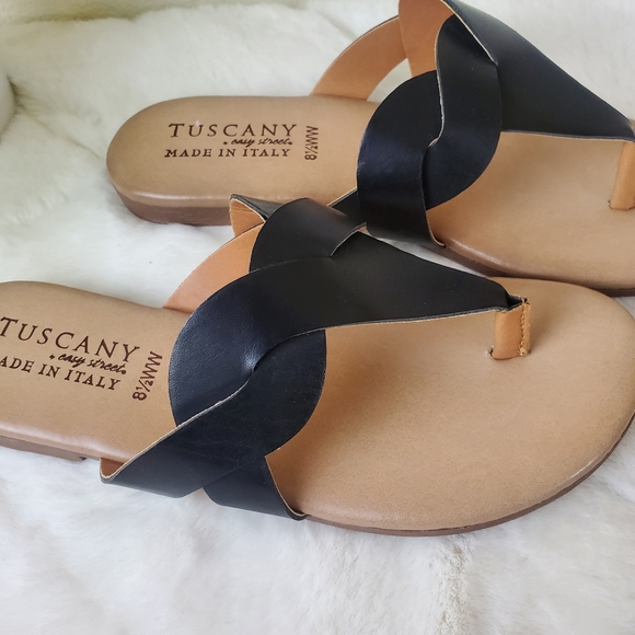 Tuscany Easy Street Abriana black flip flops slides sandals Size 8.5 - Picture 4 of 6
